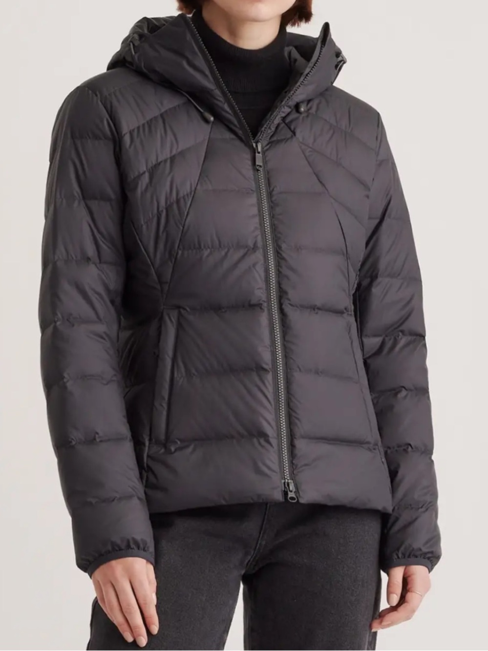 Quince Black Hooded Quilted Puffer Jacket